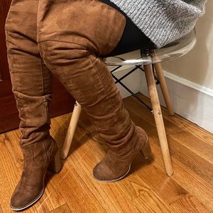 Chestnut Brown Suede Knee High Boots